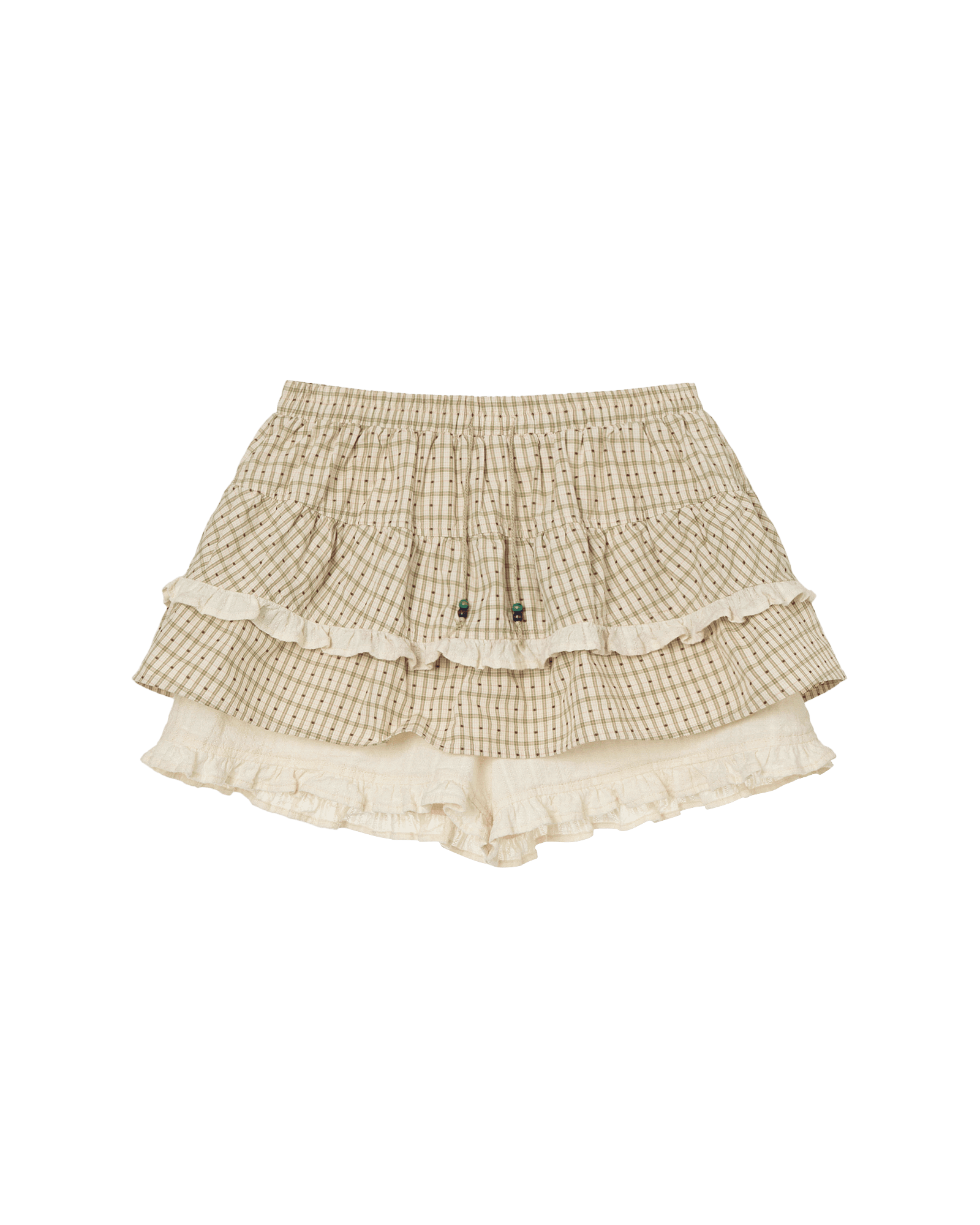 SKIRT MINI SHORTS [CHECK BEIGE]
