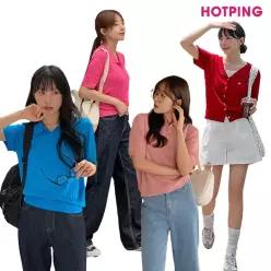 [핫핑] 44~110/여름 신상&베스트/반팔니트/볼레로/가디건/세트/린넨/그물/펀칭/크롭/브이넥/오프숄더/살안타템/에어컨템/여름니트/여리핏/슬림핏/빅사이즈