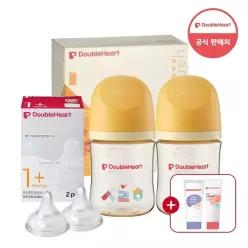 더블하트 모유실감 한글사랑해 160ml 트윈세트 (젖병2+젖꼭지2)