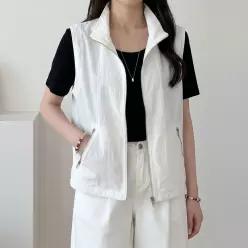 베스트 여성 민소매 바람막이 쿨 경량 집업 조끼