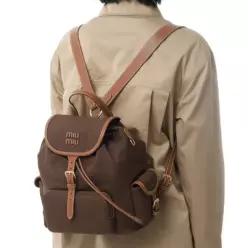 MIUMIU 26FW 캔버스 및 가죽 백팩 5BZ042 2IBQ F04KB 4116945
