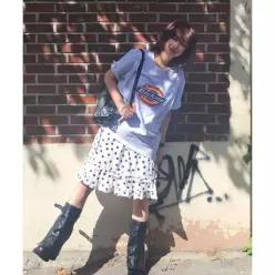 DICKIES 트리 로고 티셔츠 White Melange