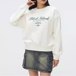 BLOCK ISLAND 자수 크롭 스웨트셔츠 (SPMWF11G51-O)