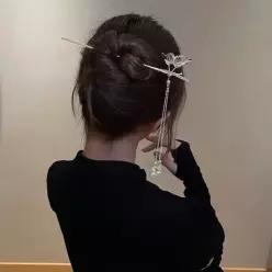 [하프클럽/]은비녀 진주헤어핀 꽃사지 헤어비녀 머리장식 한복