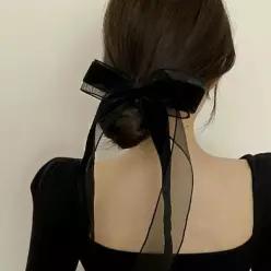 [하프클럽/]웨딩 리본 헤어핀 벨벳 레이스 파티