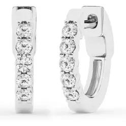 Brilliant 다이아몬드 우먼 0.25 Carat 라운드 랩 Grown Hoop 귀걸이 in Sterling Silver 컬러 G+ Clarity
