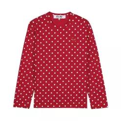 [럭셔리에비뉴][럭셔리에비뉴] (꼼데가르송) AZ T166 051 RED WHITE SS26 공용 하트 와펜 도트 티셔츠 (P00