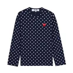 [럭셔리에비뉴][럭셔리에비뉴] (꼼데가르송) AZ T166 051 NAVY WHITE SS26 공용 하트 와펜 도트 티셔츠 (P0