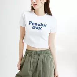 [스파오]PEACHY DAY 슬림핏 크롭 반팔티 (SPRPE37G55-O)