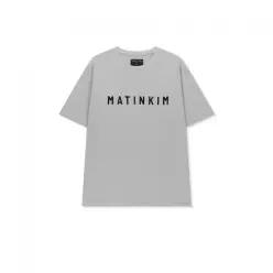 마뗑킴 APPLIQUE FELT LOGO TOP FOR 남성 IN GREY 반팔 티셔츠