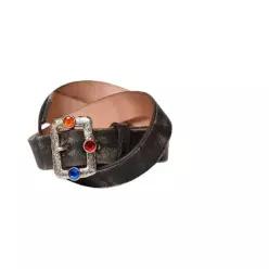 캐피탈 오일드 레더 스터드 디스코 버클 벨트 블랙 EK-1287