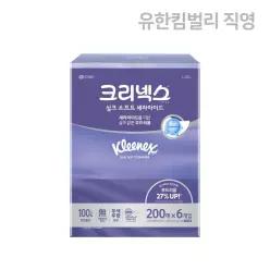 크리넥스 미용티슈 실크소프트 세라마이드 200매 6입, 1팩