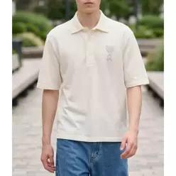 AMI 26SS 코튼 아미 드 꾀흐 니트 패치 폴로 UPL428 JE0221 136 4115938