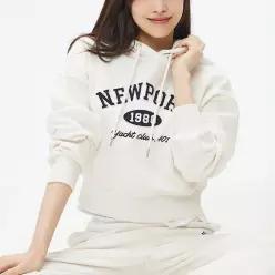 NEWPORT 크롭 후드 풀오버 (기모) (SPMHF11G51-O)