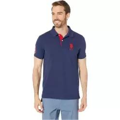 US POLO ASSN USPA 남성 반팔 폴로 티셔츠 카라티 슬림핏 Big Horse + Stripe Collar 42801