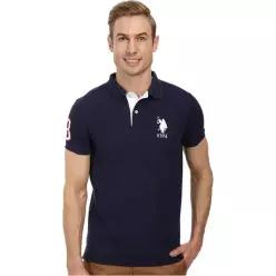 US POLO ASSN USPA 남성 반팔 폴로 티셔츠 카라티 슬림핏 Big Horse + Stripe Collar 42801