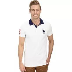 US POLO ASSN USPA 남성 반팔 폴로 티셔츠 카라티 슬림핏 Big Horse + Stripe Collar 42801
