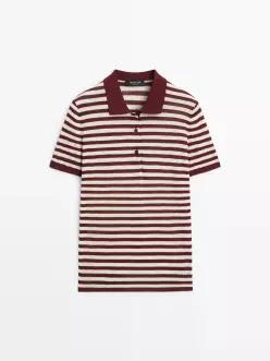 마시모두띠 스트라이프 코튼 폴로 셔츠 BORDEAUX 6279553