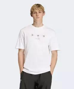 KE2674 스포츠상의 쇼트 슬리브 F50 그래픽 티셔츠 - 화이트 6009400