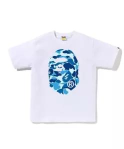 베이프 ABC 카모 빅 에이프 헤드 티셔츠 001TEL801006MWH9 WHITE BLUE DOM