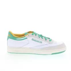Reebok 리복 클럽 C 85 남성 흰색 가죽 끈 조깅 라이프 스니커즈 신발 - 업그레이드 그린 초크 7483342