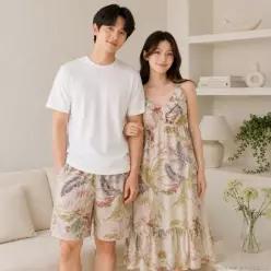 [롯데백화점]비비안 [대박할인] 휴양지 리조트 여성 원피스& 남성 반바지 커플 세트 GW1973T EZ2973B