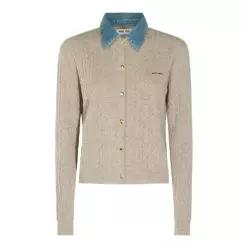 [Q11]미우미우 MMF04CSOOO6342F0036 여성 니트 스웨터 가디건 SAND WOOL KNITWEAR