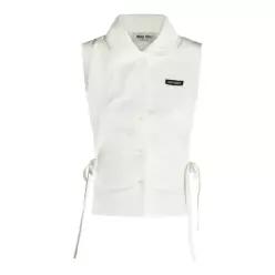 [Q11]미우미우 MK2041SOOO163MF0009 여성 셔츠 블라우스 WHITE COTTON SHIRT