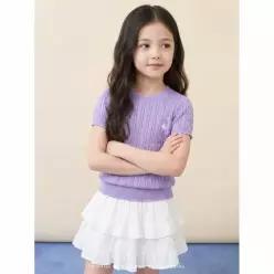 (BEANPOLE KIDS) [Essential] 여아 케이블 반소매 라운드 풀오버  오키드 BI6451GE1V