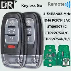 DR 8T0959754C ID46 PCF7945AC 315 433 868MHz 차량용 리모컨 키 8T0959754E/D/G/J/H (아우디 RS4 S4 S5 A4