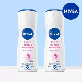 [1.+1] 체.취케어 필수 BEST템! 니베아 데오드란트 스프레이 엑스트라 브라이트 60ml 2개