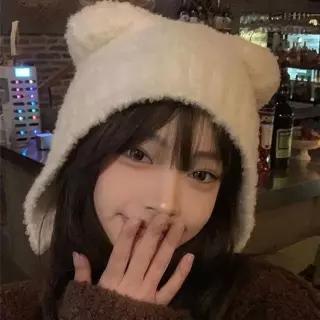 [룽스_66]겨울 러블리한 귀 디자인 데일리 니트 모자