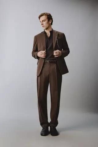 ZARA 레귤러핏 수트 팬츠 - 브라운 4515/993/973