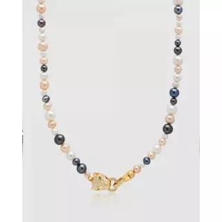 Nialaya Jewellery 니알라이아 쥬얼리 다채로운 진주 목걸이 금도금 표범 머리 잠금장치 - 7701297