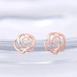 웨이브 금 로즈 데일리 GOLD 귀걸이 장미 일자침 14K