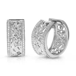 Vir Jewels 1/2 카럿 88개 스톤 라운드 랩 그로운 다이아몬드 후프 귀걸이 .925 스털링 실버 프롱 세트 3/4