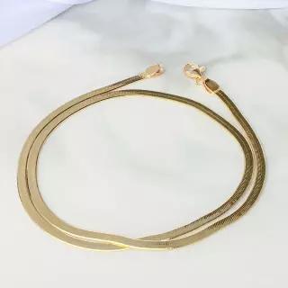 18K 뱀줄 스네이크 2.8미리 초커 체인 레이어드 여성 금 골드 목걸이