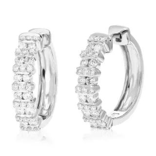 Vir Jewels 1 카럿(CTTW) 66개 스톤 라운드 인조 다이아몬드 후프 귀걸이 .925 스털링 실버 프롱 세트 3/4