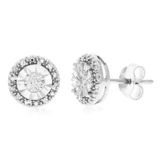 Vir Jewels 1/10 캐럿 22개 스톤 라운드 실험실에서 재배된 다이아몬드 스터드 귀걸이 .925 스털링 실버 프