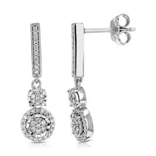Vir Jewels 1/4 cttw 82개 스톤 라운드 인조 다이아몬드 댕글 귀걸이 .925 스털링 실버 프롱 세트, 1/2 인