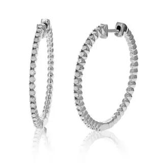 Vir Jewels 1/2 카럿 다이아몬드 후프 귀걸이 .925 스털링 실버 클래식 44개 스톤 1.25인치 5386748