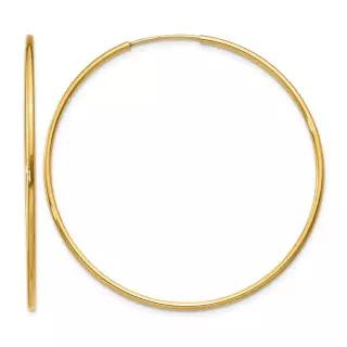 Diamond2Deal 14k 노란 금 1.20mm 원형 후프 귀걸이 40mm 7829713