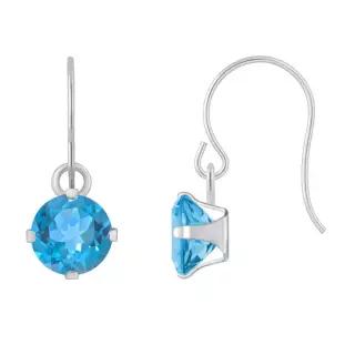 Glistening Jewels 10K 금 5mm 원형 블루 토파즈 드롭 귀걸이 7829716