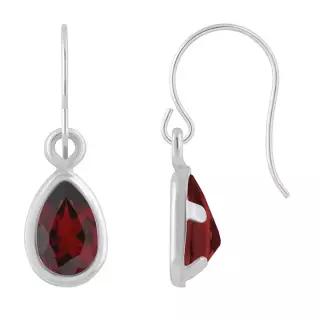 Glistening Jewels 10K 금 6x4mm 배 모양 가넷 드롭 귀걸이 7829725