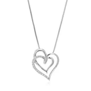 Vir Jewels 1/8 캐럿 라운드 컷 17개 스톤 실험실에서 재배된 다이아몬드 하트 펜던트 목걸이 .925 스털링