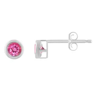 Glistening Jewels 10K 금 3mm 원형 분홍 토파즈 스터드 귀걸이 7829766