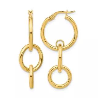 Diamond2Deal 14K 노란 금 이중 원형 후프 귀걸이 7829772