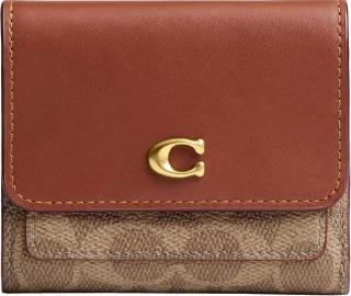 COACH 코치 여성용 Mila Small 플랩 지갑 시그니처 캔버스 B4/Tan Caramel