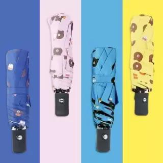 [하프클럽/]귀여운 곰돌이 캐릭터 3단 자동 우산 아이 어린이 휴대용 접이식