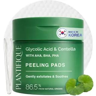 PLANTIFIQUE 한국 글리콜산 토너 패드 나이아신아마이드 함유 60개, CICA - AHA BHA PHA 페이스 데일리 필